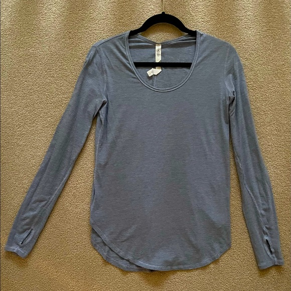 Lululemon Yogini 5 Year Long Sleeve Striped Tee Color Blue and White Size 4 - Picture 5 of 9